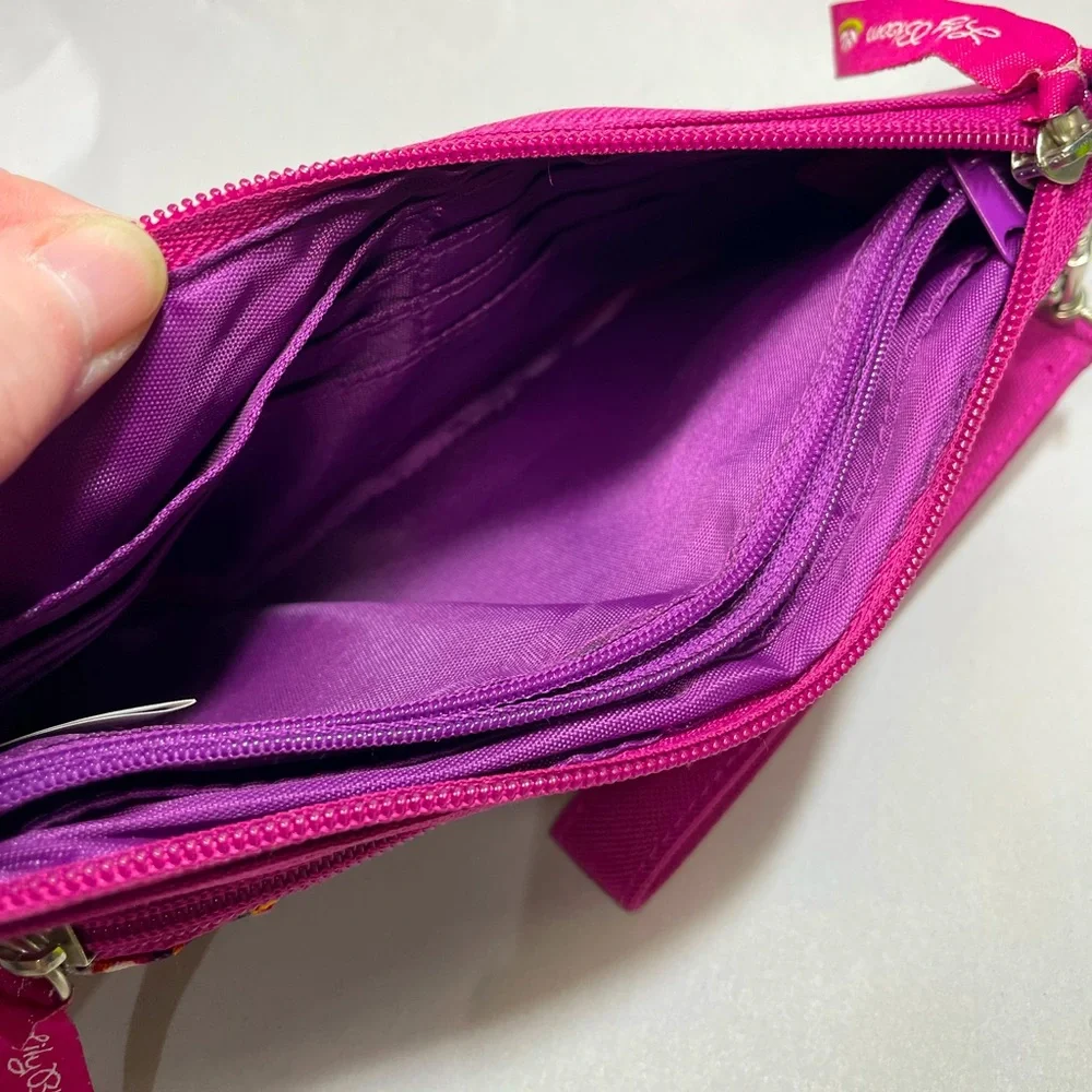 Lily Bloom magenta school Prep owl graphic fabric wristlet wallet